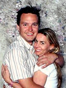 Random pixellated Blink 182 member gurning with his wife