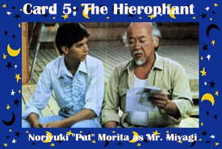 Mr Miyagi as The Hierophant in the Hollywood Tarot deck.